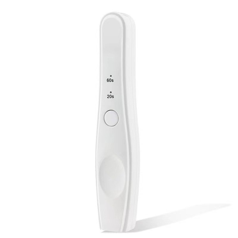 Elegant white mini handheld UV light for curing nail gel.